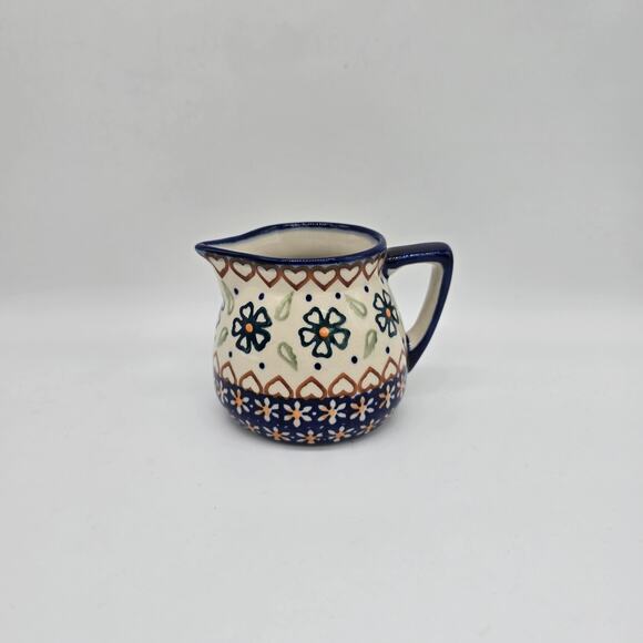 Boleslawiec Handmade Polish Pottery Floral Creamer Small Pitcher Multicolor - Picture 1 of 7